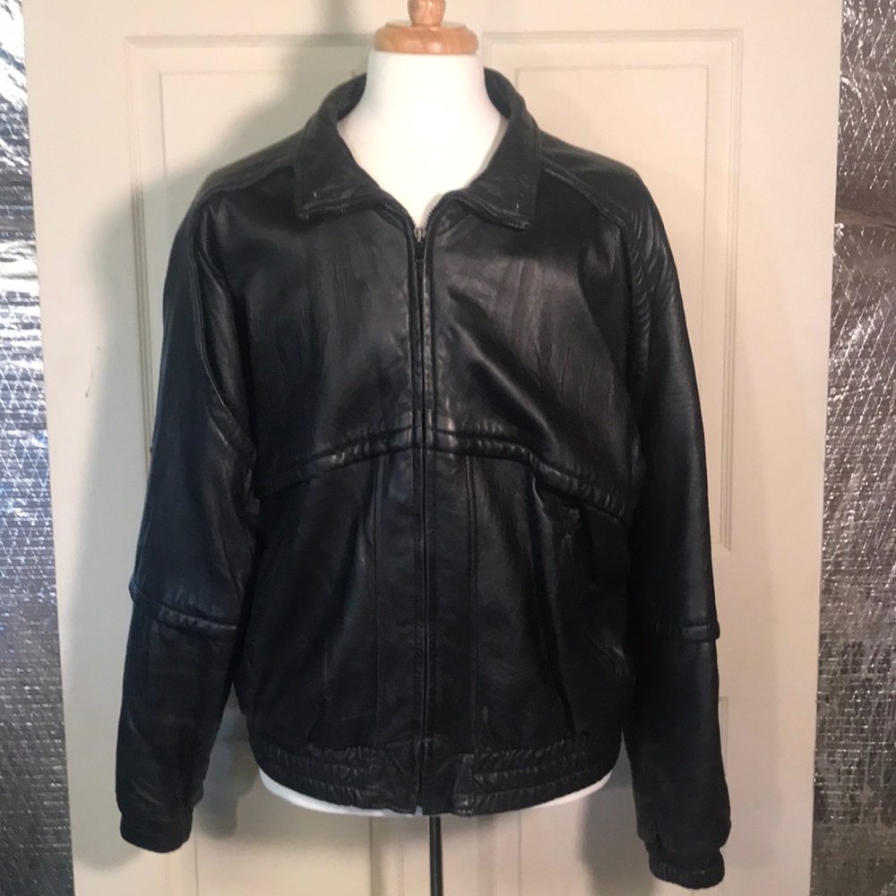 Charles Klein Black Leather Jacket. Sz. XL